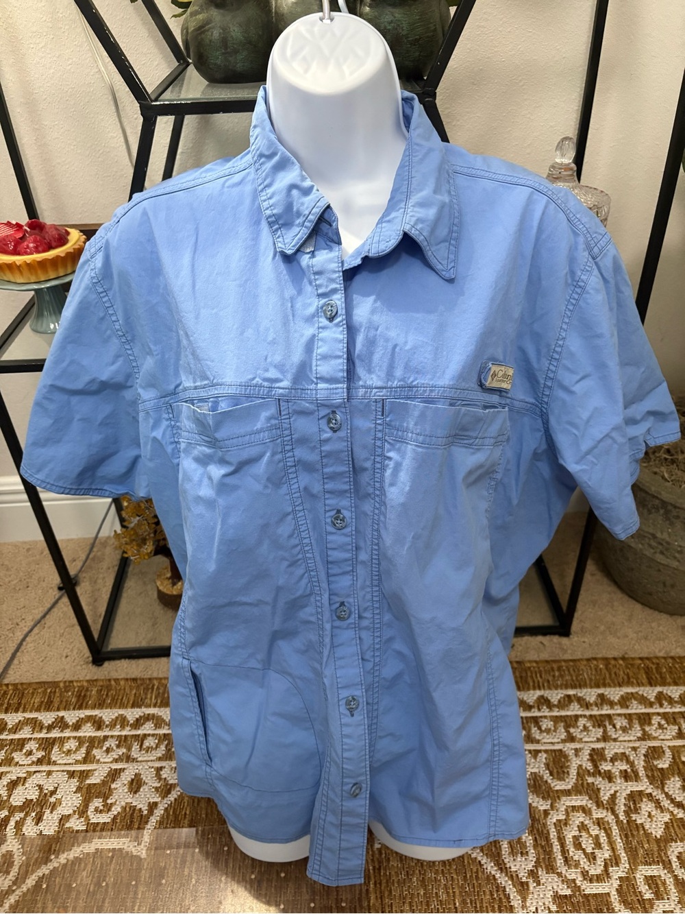 Columbai Sporstwear Company short sleeve button down utility shirt blue XXL